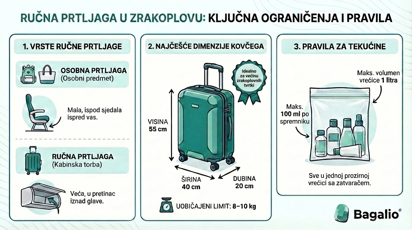 INFOGRAFIKA: Ručna prtljaga u zrakoplovu: ključna ograničenja i pravila
