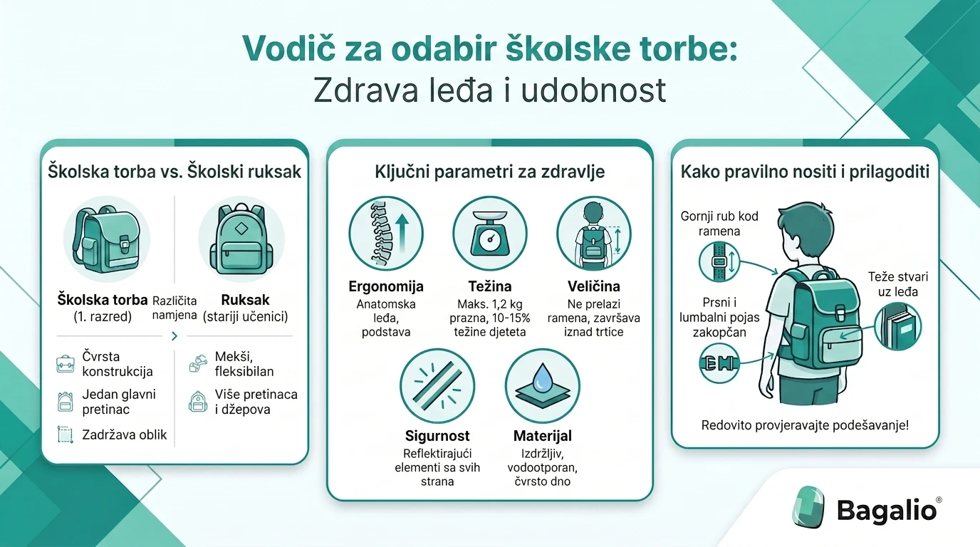 Infografika: kako odabrati školsku torbu za zdrava leđa i udobnost